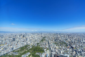 Osaka city on a sunny day from Abeno Harukas
