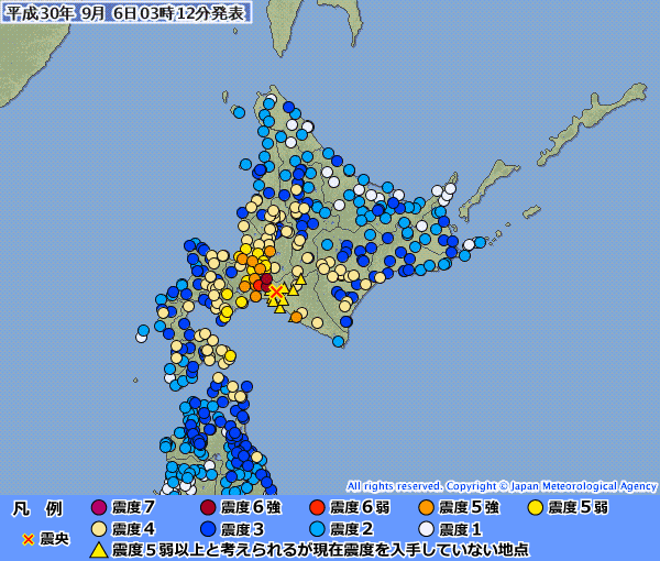 2018 Hokkaido Eastern Iburi Earthquake Map